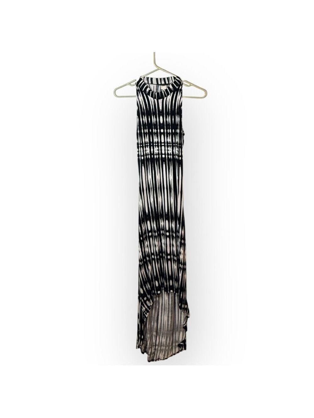 Venus Black White High Neck Maxi Dress Small Open Back High Low Slit